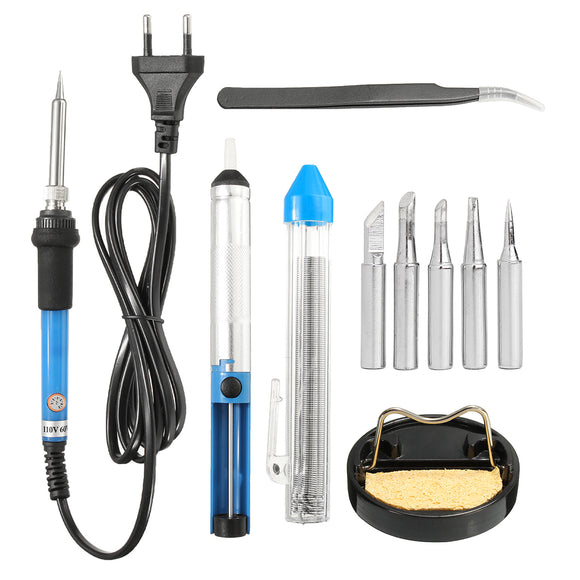 220V/110V 60W Adjustable Temp Welding Soldering Solder Iron Kit + 5 Tips & Stand