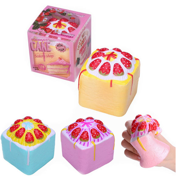Vlampo Squishy Jumbo Strawberry Cup Cake Cube Licensed Slow Rising With Packaging