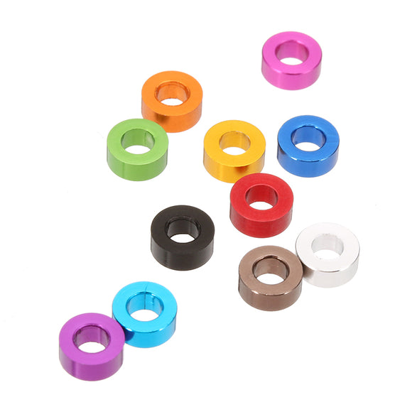 Suleve M3AN3 10Pcs M3 Thickening Flat Grommet Gasket Washer Spacer Multi-color Aluminum alloy