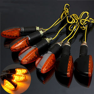 Emark 12V Universal Motorcycle 14LED Turn Signal Indicator Light Amber Long Handle