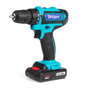 Drillpro 88VF Cordless Li-ion Battrey Electric Drill Rechargeable Power Screwdriver 18+1 Torque W/ Bits