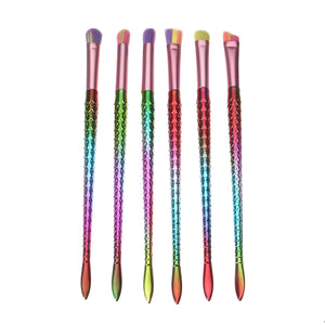 6pcs  Mermaid Makeup Brushes Set Cosmetics Tools Eye Shadow Liner Brush Makeup Shaping Brow