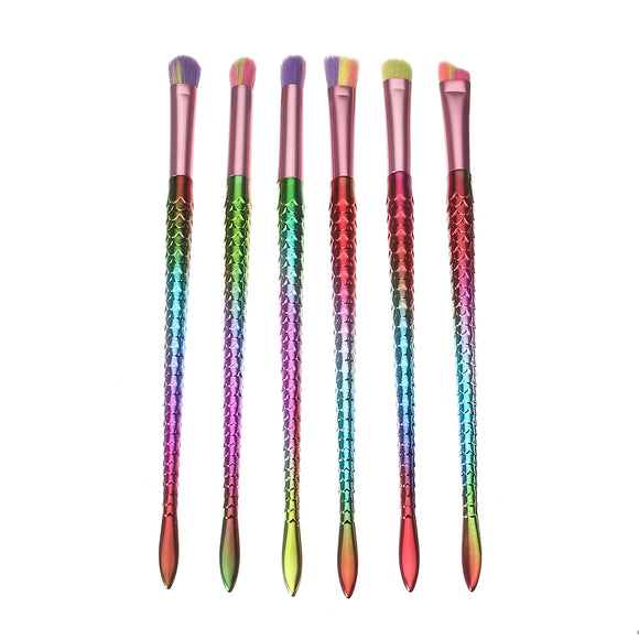 6pcs  Mermaid Makeup Brushes Set Cosmetics Tools Eye Shadow Liner Brush Makeup Shaping Brow