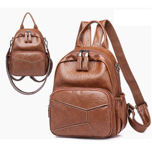 Women Pu Leather Casual Backpack Crossbody Bag