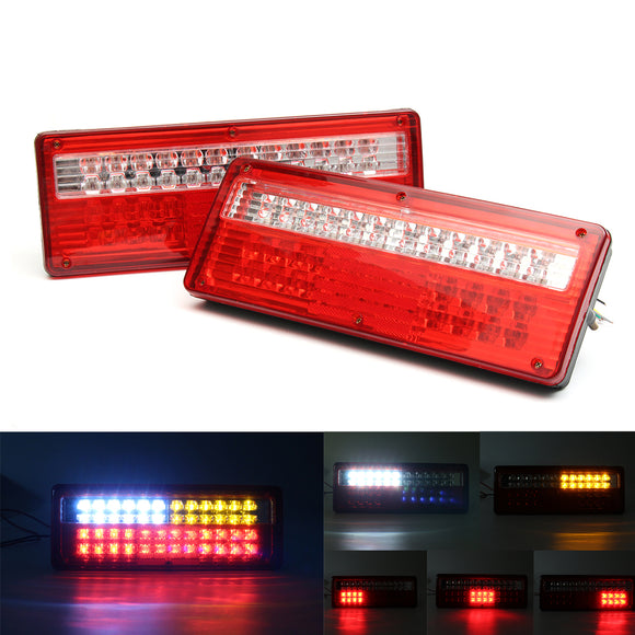 Pair 24V 48 LED Tail Rear Turn Siginal Light Lorry Trailer Car Truck Caravan Van Lamp Amber Red