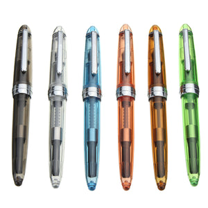 6 Pcs 992 Transparent Fine Nib Fountain Pens Office Supplies Stationery