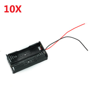 2X 1.5V AA Battery Holder Case Enclosed Box With Wires 10pcs