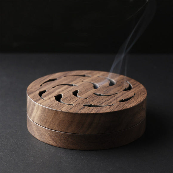 Black Walnut Mosquito Coil Incense Holder Burner Box Hollow Ash Catcher Tray Wooden Art Crafts With 6 Sandalwoods from Xiaomi Youpin