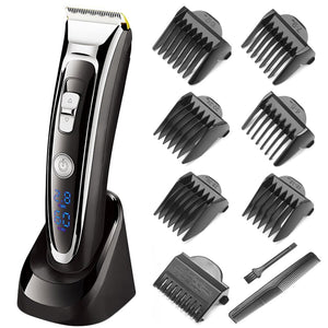 SURKER Rechargeable Hair Clipper Trimmer Beard Shaver Cordless Washable LED Display Ceramic Blade