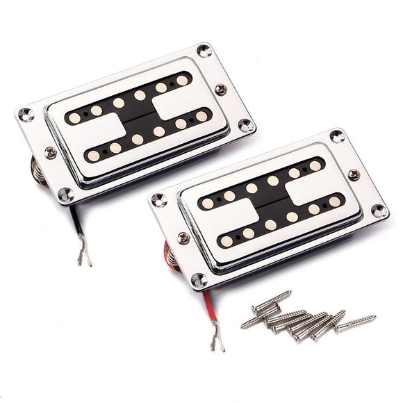 2 Pcs Chrome Humbucker Guitar Pickup Double coil With Mounting Rings