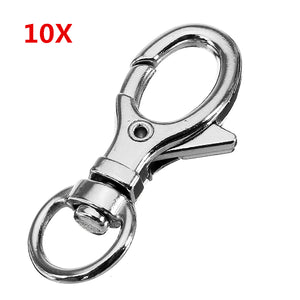 10Pcs 32mm Silver Zinc Alloy Oval Swivel Lobster Claw Clasp Snap Hook with 8.5mm Round Ring