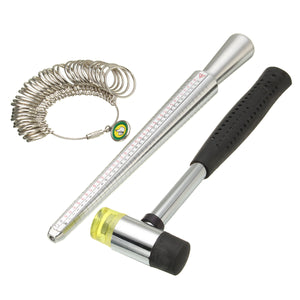 US Size Stainless Steel Ring Stick Sizer Mandrel Finger Guage Measuring Hammers