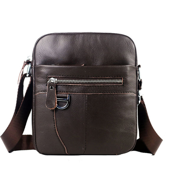 Genuine Leather Crossbody Bag Solid Cowhide Casual Shoulder Bag For Men