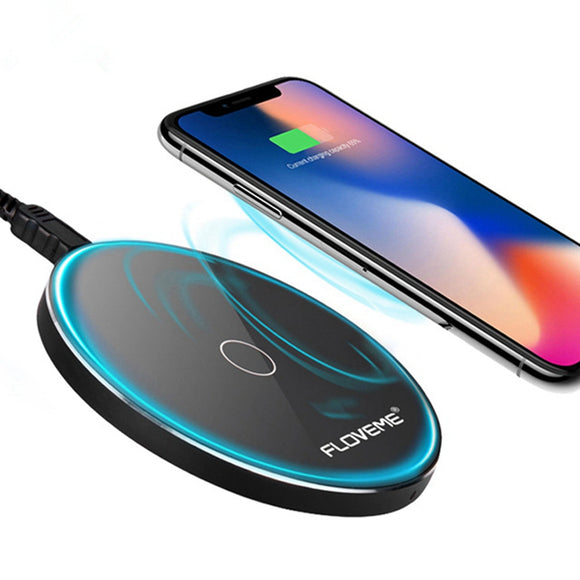 FLOVEME 10W Super Slim Qi Wireless Charger With LED Light For iPhone X 8Plus Samsung S8 Note 8