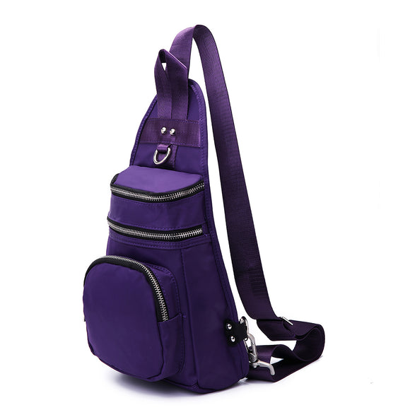 Women Nylon Leisure Waterproof Chest Bag Crossbody Bag Shoulder Bag