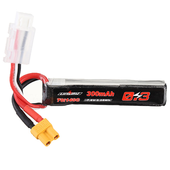 URUAV 7.6V 300mAh 70C/140C 2S Lipo Battery XT30 Plug for RC Drone