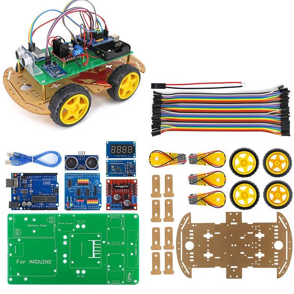 4WD Smart Robot Car Kit with Installation Tutorial & Demo Code for Arduino