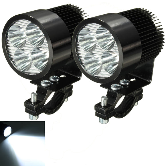 2pcs 12W 6000K LED Daylight Headlamp Spotlight Motorcycle Scooter Car Truck Van