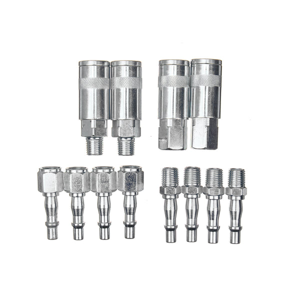 12pcs 1/4 BSP Air Line Hose Pipes Fittings Couplings Quick Release Connector Male Female Connector