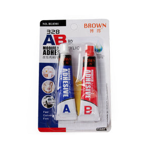 Brown 328 16ml AB Modified Acrylic Adhesive Glue Super Sticky for Plastic Leather Rubber Repair