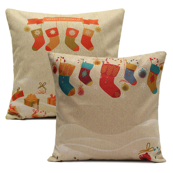 Christmas Socks Throw Pillow Cases Home Sofa Square Cushion Cover