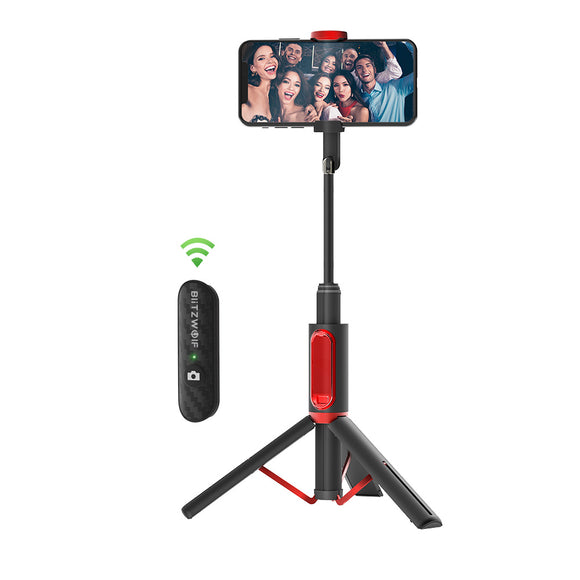 BlitzWolf BW-BS10 All In One Portable bluetooth Selfie Stick Hidden Phone Clamp with Retractable Tripod