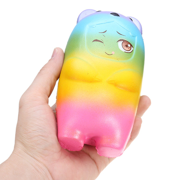 SquishyShop Rainbow Bear Doll Squishy 15cm With Ball Chain Tag Slow Rising Collection Gift Decor Toy