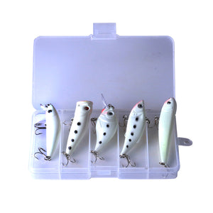 ZANLURE 5pcs/set Mixed Luminous VIB Popper Crankbait Pencil Artificial Wobbler Fishing Lure With Box