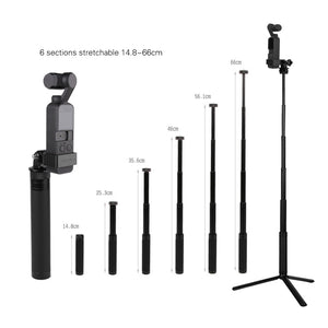 Sunnylife Adatper Mount Gimbal Expansion Bracket with 14.8cm-66cm 6 Sections Extension Rod Stick and Tripod Accessories for DJI OSMO Pocket