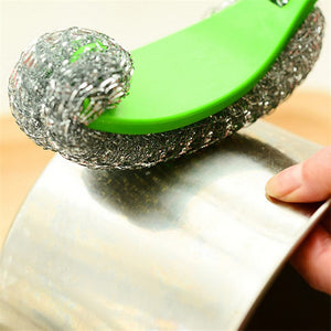 Long Handle Steel Ball Dishwashing Brush To Oil Wash Pot Brush Cleaning Brush Kitchen Gadgets Hanging Brush Pot Brush