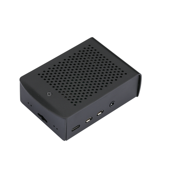 Black Aluminum Alloy Case with Cooling Fan Protective Shell Metal Enclosure fit for Raspberry Pi 4 Model B