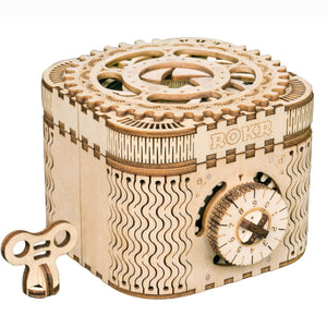 3D Self-Assembly Wooden Treasure Box Mechanical Gears Building Kits Puzzle Building Model Gift