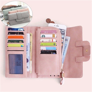 Women Stylish Large Capacity Multi Slot Button Hand Long Wallet 5.5 inch Phone Bag Card Holder