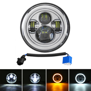 7 Inch LED Headlight Projector Angle Eyes Hi/Low DRL Turn Signal Lamp For Jeep Motorcycle