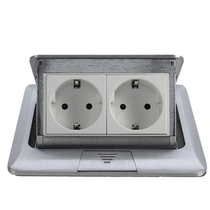 Panel EU Standard Pop Up Floor Socket 2 Way Electrical Power Outlet Modular Box Wall