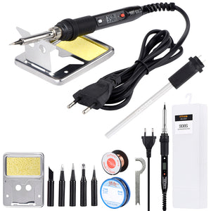 JCD 908S 80W Soldering Iron Tool Kit 110V 220V Temperature Adjustable Welding Solder Tools Soldering Iron Kit Pure Copper Tips Ceramic Heater