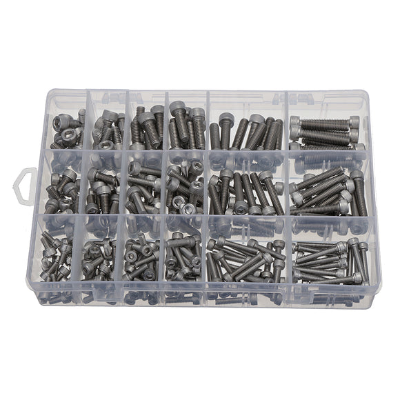 300Pcs M4 M5 M6 Stainless Steel Hex Socket Cap Head Bolts Screws Assortment