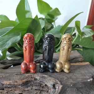 Ebony Green Sandalwood Handle Piece Yaowu Yangwei Lion Pendant Decorations