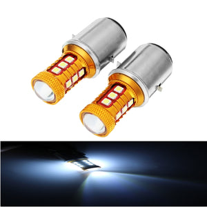 Pair 12V BA20D H6 COB Motorcycle Headlight LED Bulbs W/ High Low Beam