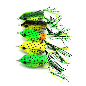 5pcs 12g 6cm Dual Hook Soft Frog Fishing Lure Top Water Artificial Bait Snakehead Fishing Crank Bait