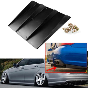 Universal ABS Car Rear Bumper 4 Fins Diffuser Protector Auto Modification Spoiler 22 x 21" Black"