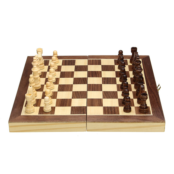 Wood Chess Wooden Magnetic Board Hand Crafted Folding Chessboard Travel Game Set