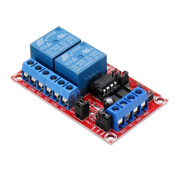 5V 2 Channel Button Self-locking Interlock Three-selection One Relay Module High and Low Level Trigger with Sw