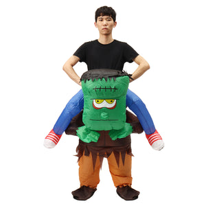 Adult Frankenstein Costume Scary Halloween Fancy Dress Inflatable Blow Up Suit