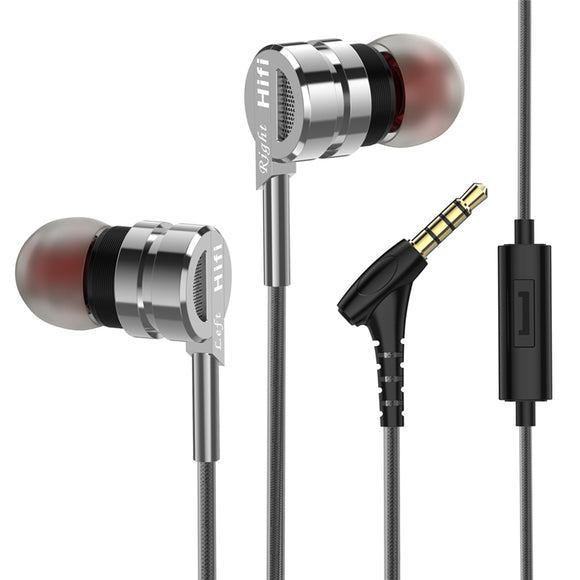 PTM M6 Metal Earphone 3.5mm Wired Control Earphone Stereo Headphone with Mic for iPhone Huawei Tablet Laptop
