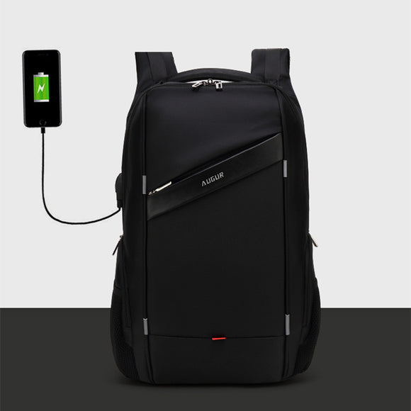 Men PU 15.6 Laptop USB Charging Water Repellent School Backpack Outdoor Casual Business Bag