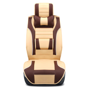 1Pcs Luxury Full Surround Front Rear PU Leather Car Seat Cover Cushion Headrest Pillow