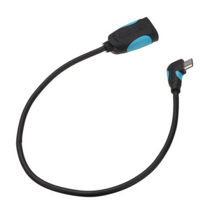 VENTION 0.8FT/0.25M Micro USB Male to USB 2.0 OTG 90 Degree Right Angle Elbow Cable