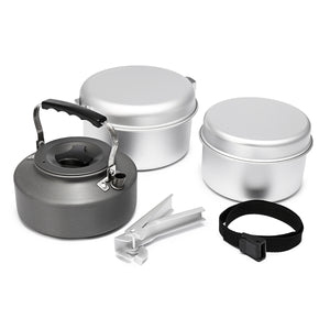 2-3 People Outdoor Camping Picnic Cookware Set Aluminium Kettle Pots Portable BBQ Tableware