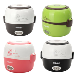 1.3L Electric Portable Lunch Box Rice Cooker Steamer 2 Layer Stainless Steel Container Food